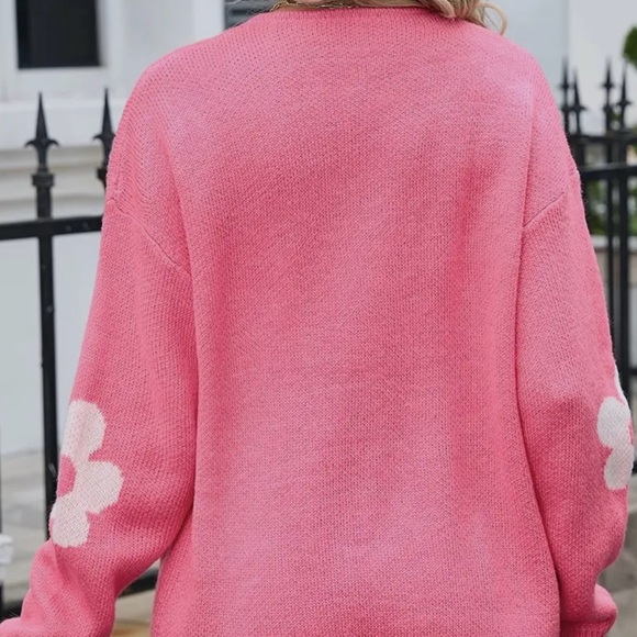 170- Floral Jacquard Sweater Knitted Cardigan - Picture 3 of 6